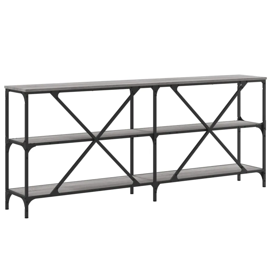 Table console sonoma gris 180x30x75 cm bois d'ingénierie et fer - 6