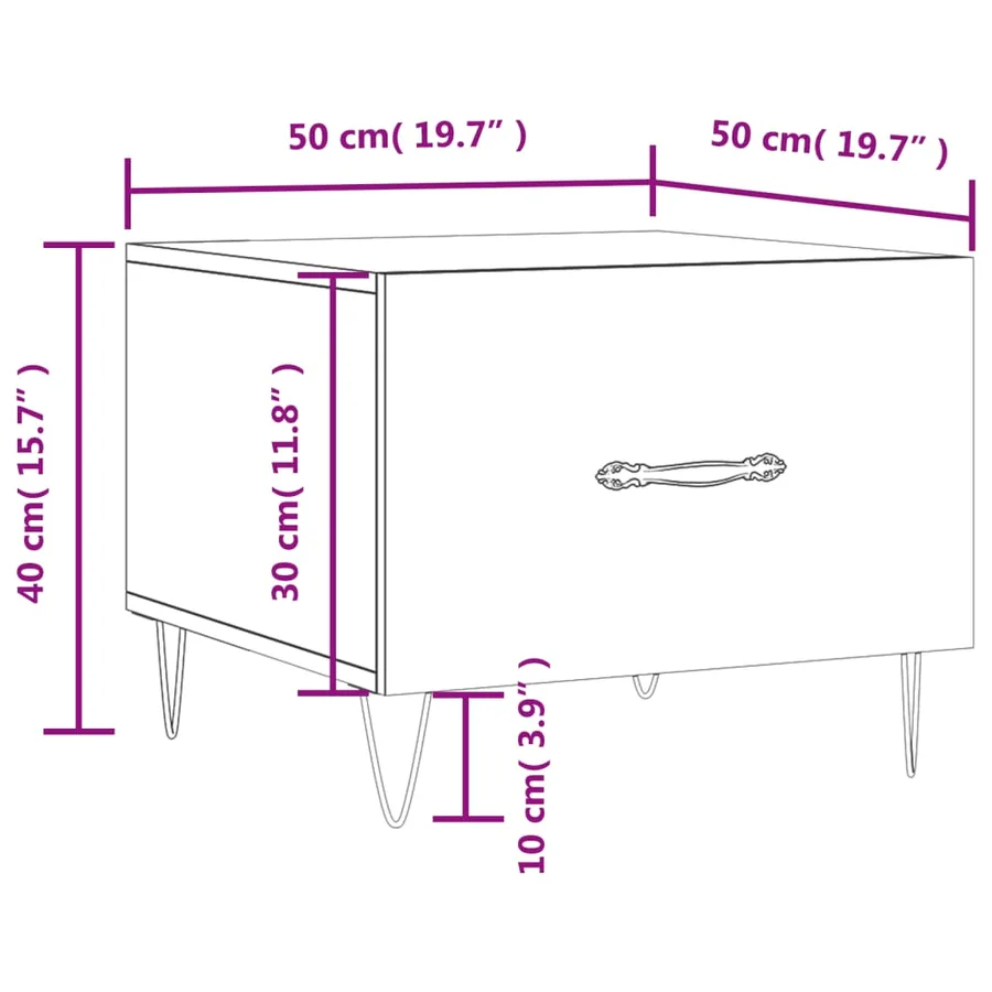 Table basse blanc 50x50x40 cm bois d'ingénierie - 12