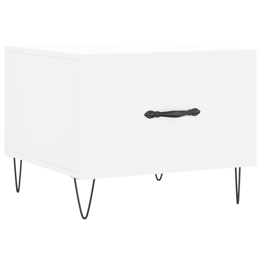 Table basse blanc 50x50x40 cm bois d'ingénierie - 2