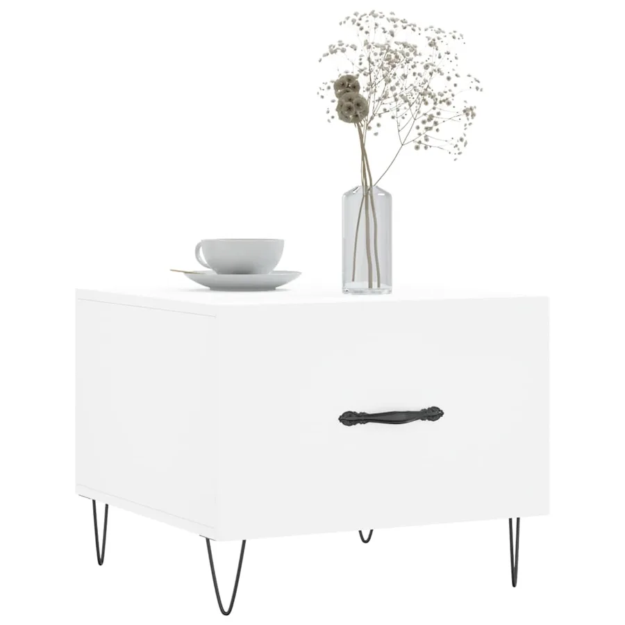 Table basse blanc 50x50x40 cm bois d'ingénierie - 3