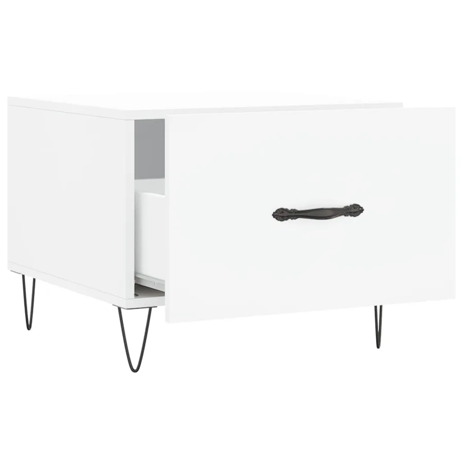 Table basse blanc 50x50x40 cm bois d'ingénierie - 6