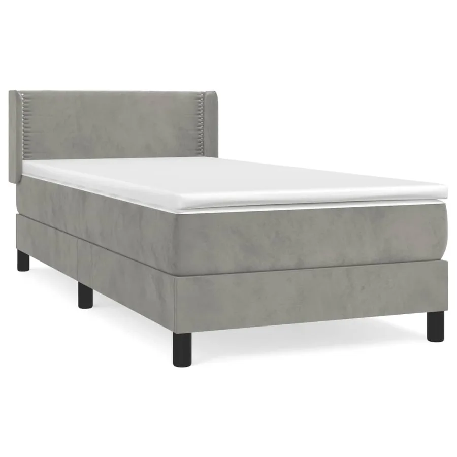 Sommier à lattes de lit et matelas Gris clair 90x190 cm Velours - 2