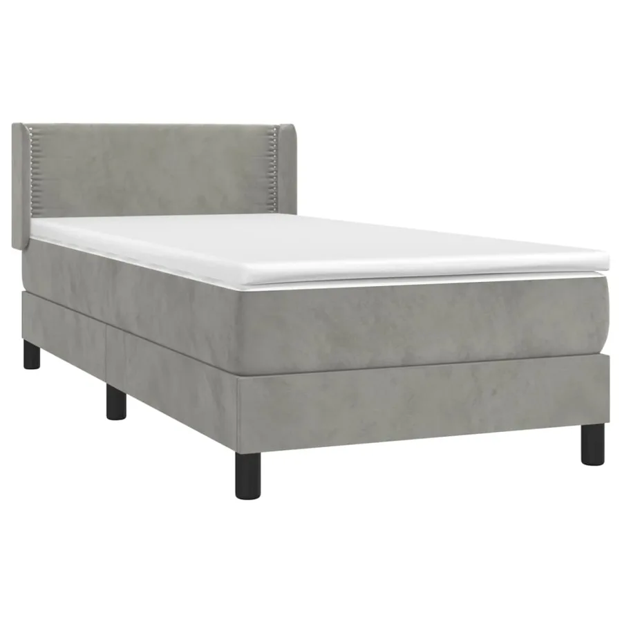 Sommier à lattes de lit et matelas Gris clair 90x190 cm Velours - 3