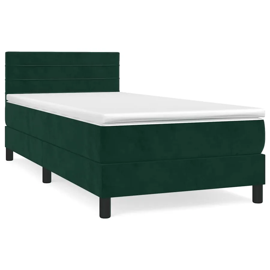 Sommier à lattes de lit avec matelas Vert foncé 90x190 cm - 2