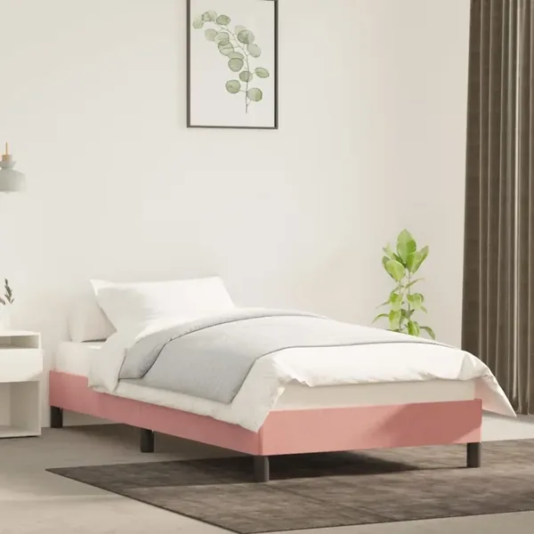 Cadre de lit sans matelas rose 90x190 cm velours