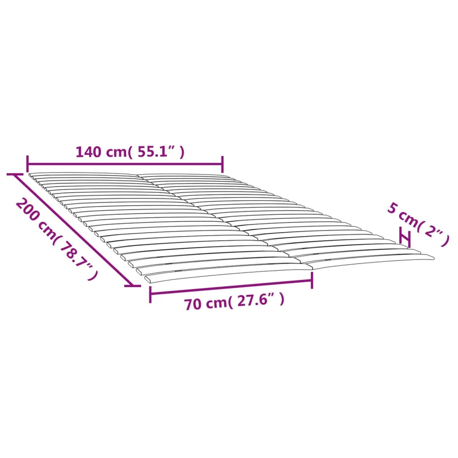 Lattes de rechange pour sommier avec 48 lattes, 2 pièces, 70 x 200 cm - 6