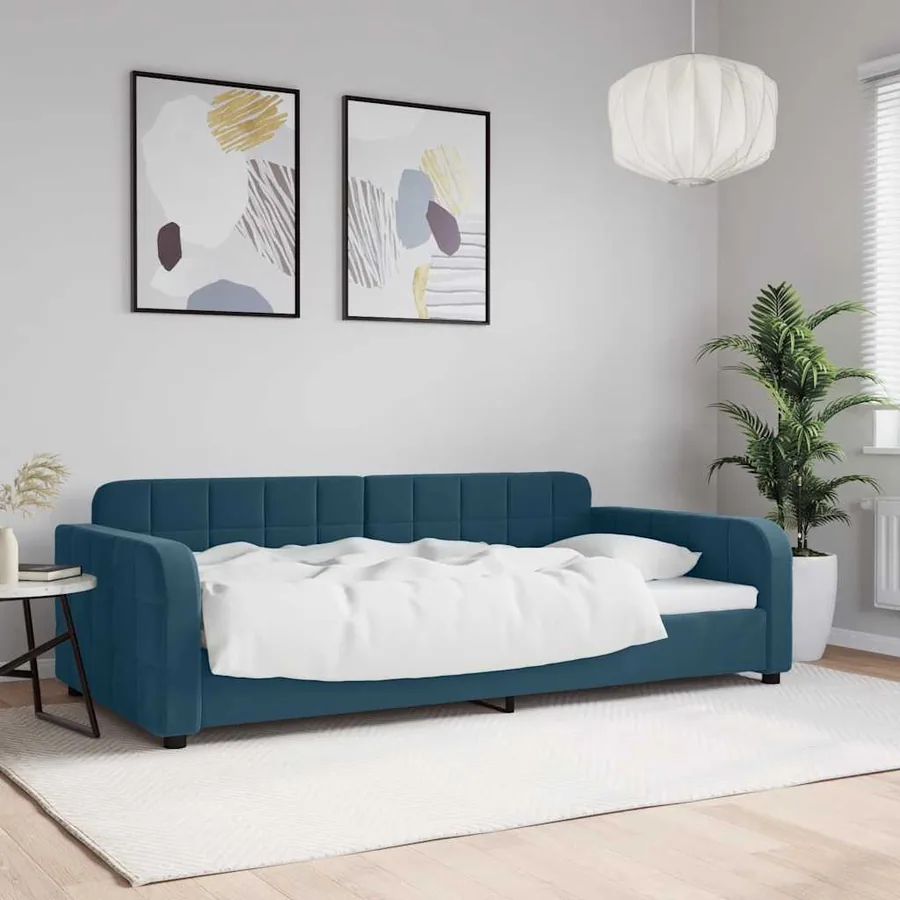 Lit de repos sans matelas bleu 100x200 cm velours