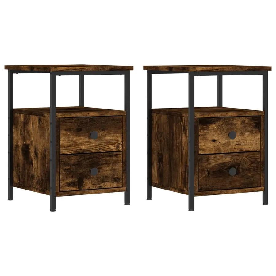 Tables de chevet 2 pcs chêne fumé 34x35,5x50 cm bois ingénierie - 2