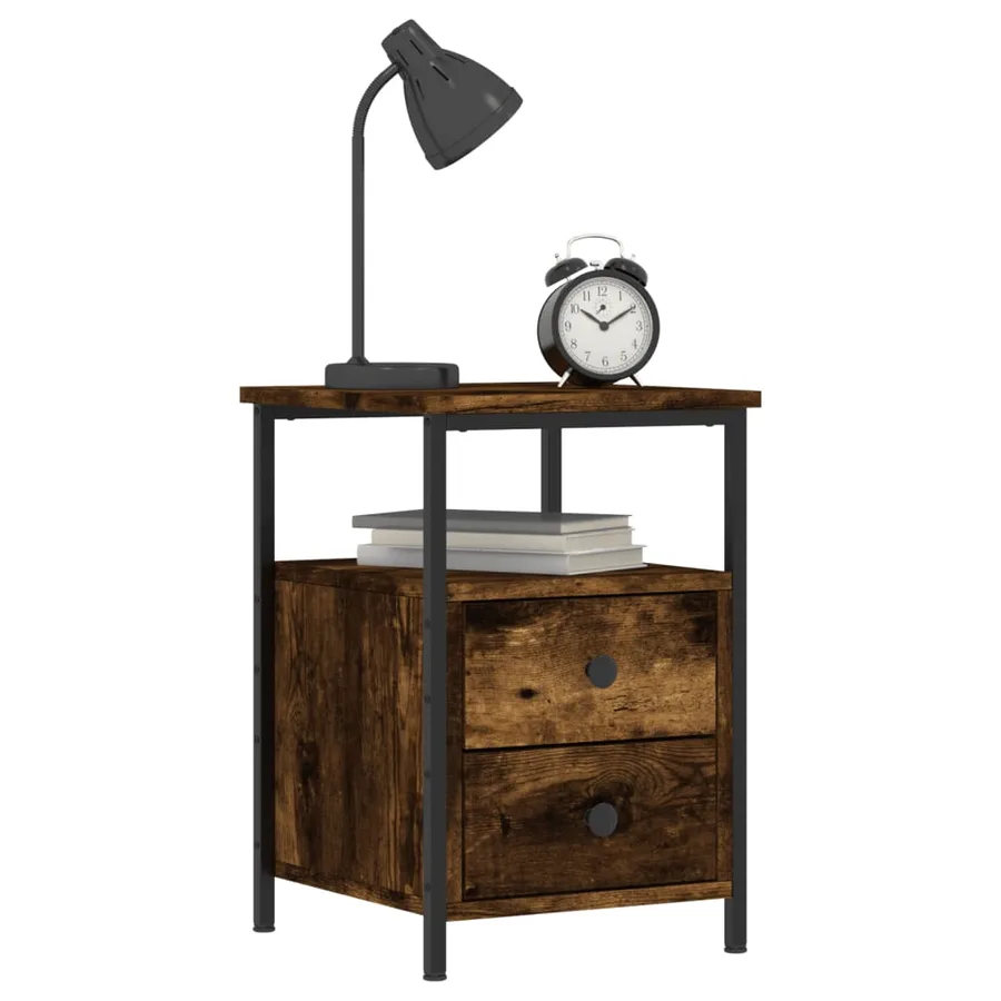 Tables de chevet 2 pcs chêne fumé 34x35,5x50 cm bois ingénierie - 3