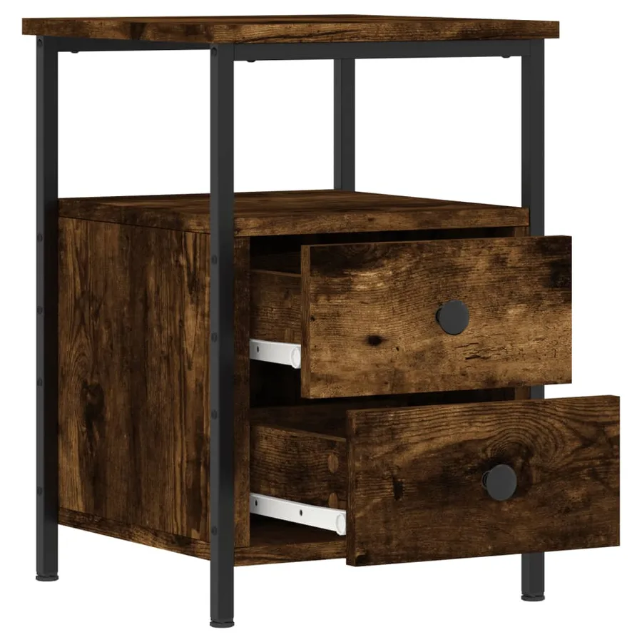 Tables de chevet 2 pcs chêne fumé 34x35,5x50 cm bois ingénierie - 7