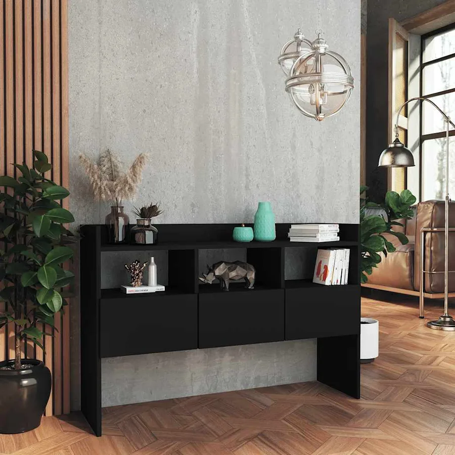Buffet Noir 105x30x70 cm Bois d’ingénierie - 3