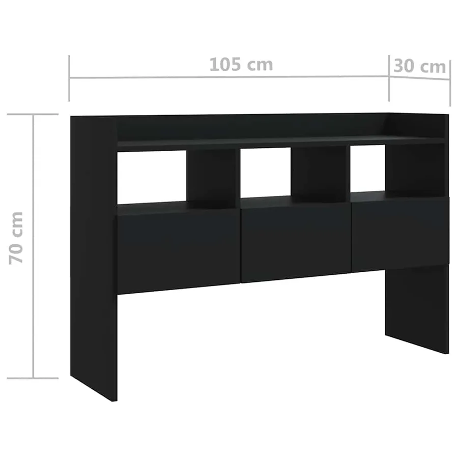 Buffet Noir 105x30x70 cm Bois d’ingénierie - 8