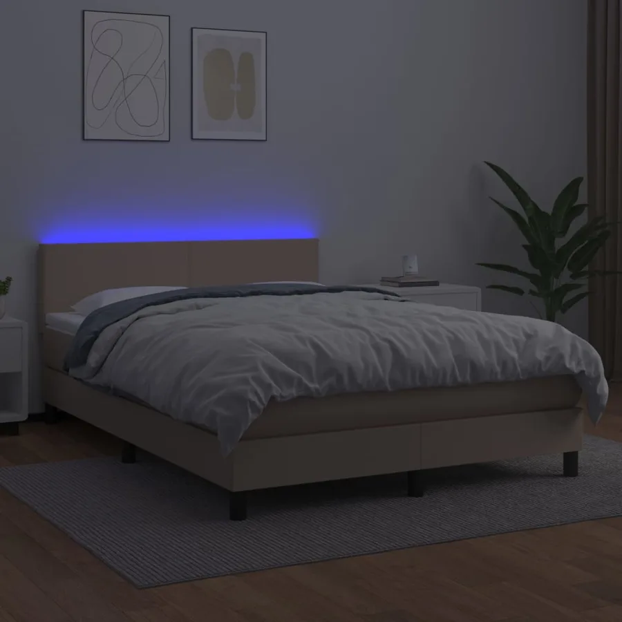 Sommier à lattes de lit avec matelas LED Cappuccino 140x200 cm - 4