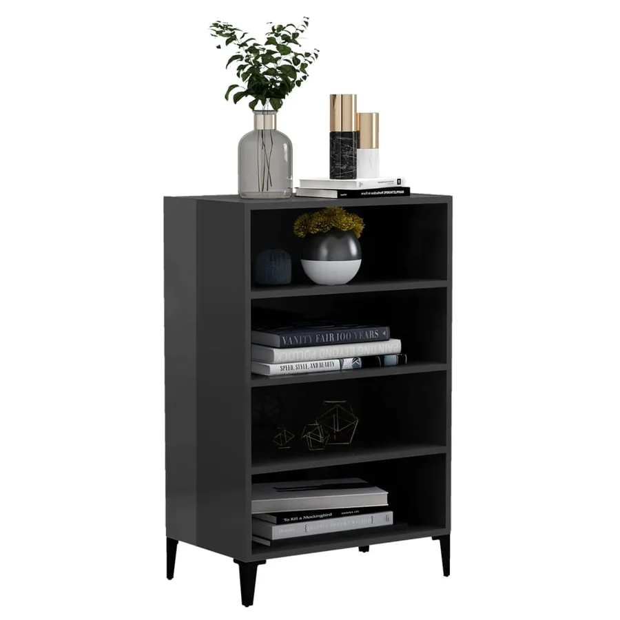 Buffet Gris brillant 57x35x90 cm Aggloméré - 3