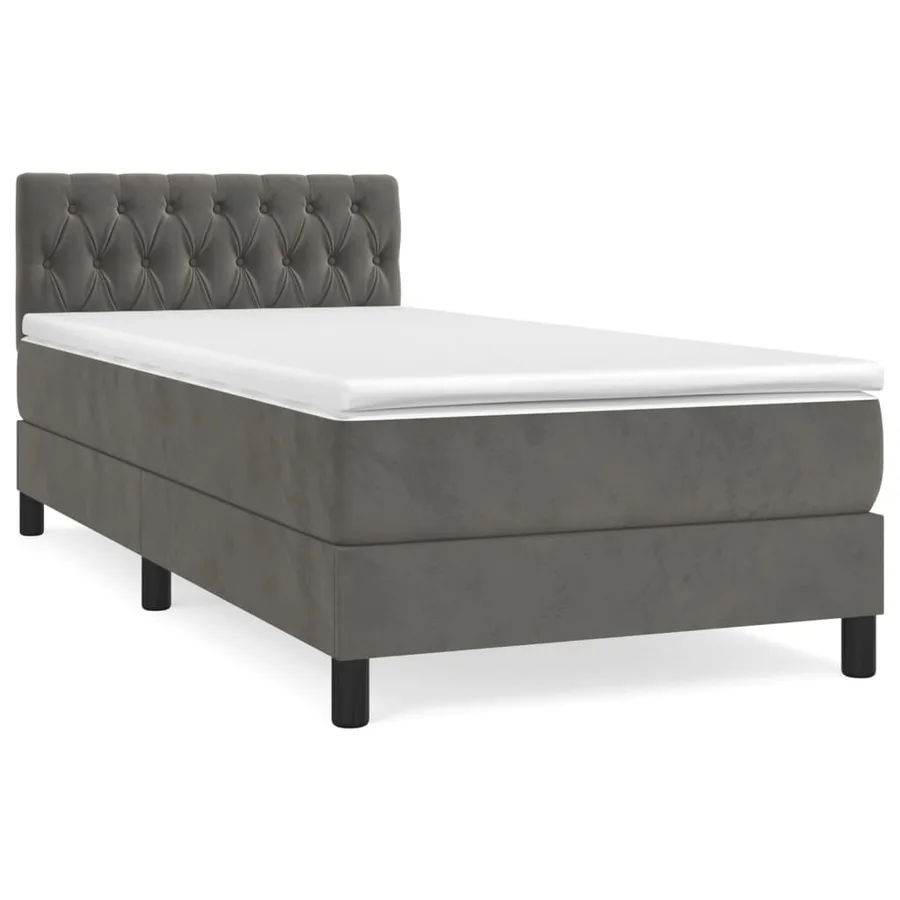 Sommier à lattes de lit et matelas Gris foncé 90x190 cm Velours - 2