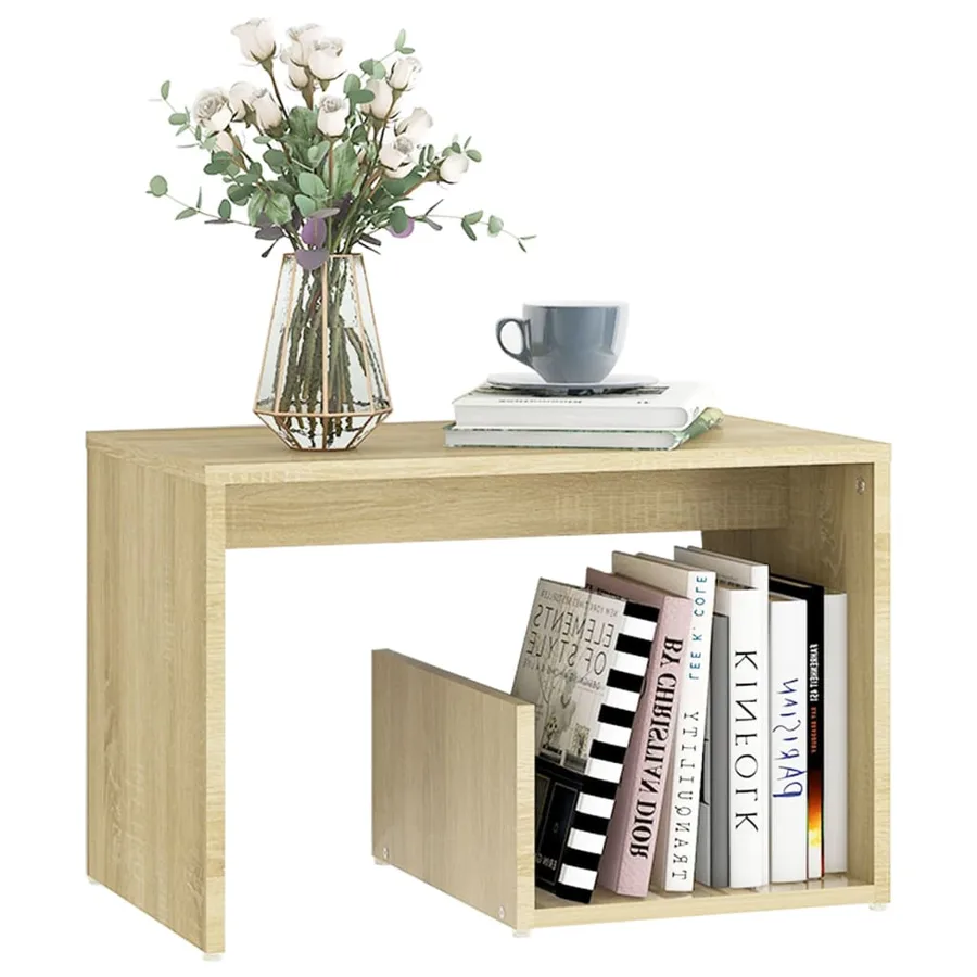 Table d'appoint chêne sonoma 59x36x38 cm bois d'ingénierie - 3