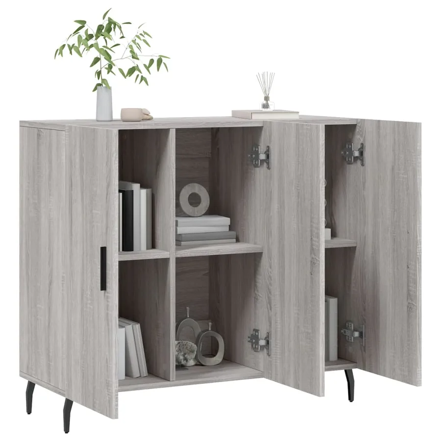 Buffet sonoma gris 90x34x80 cm bois d'ingénierie - 4