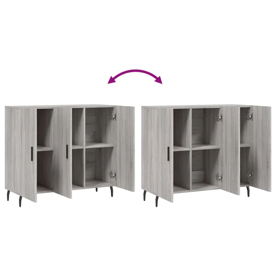 Buffet sonoma gris 90x34x80 cm bois d'ingénierie - 9