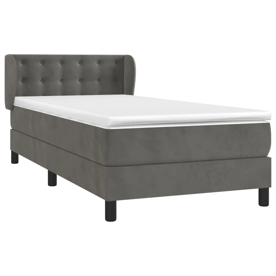 Sommier à lattes de lit et matelas Gris foncé 90x190 cm Velours - 3