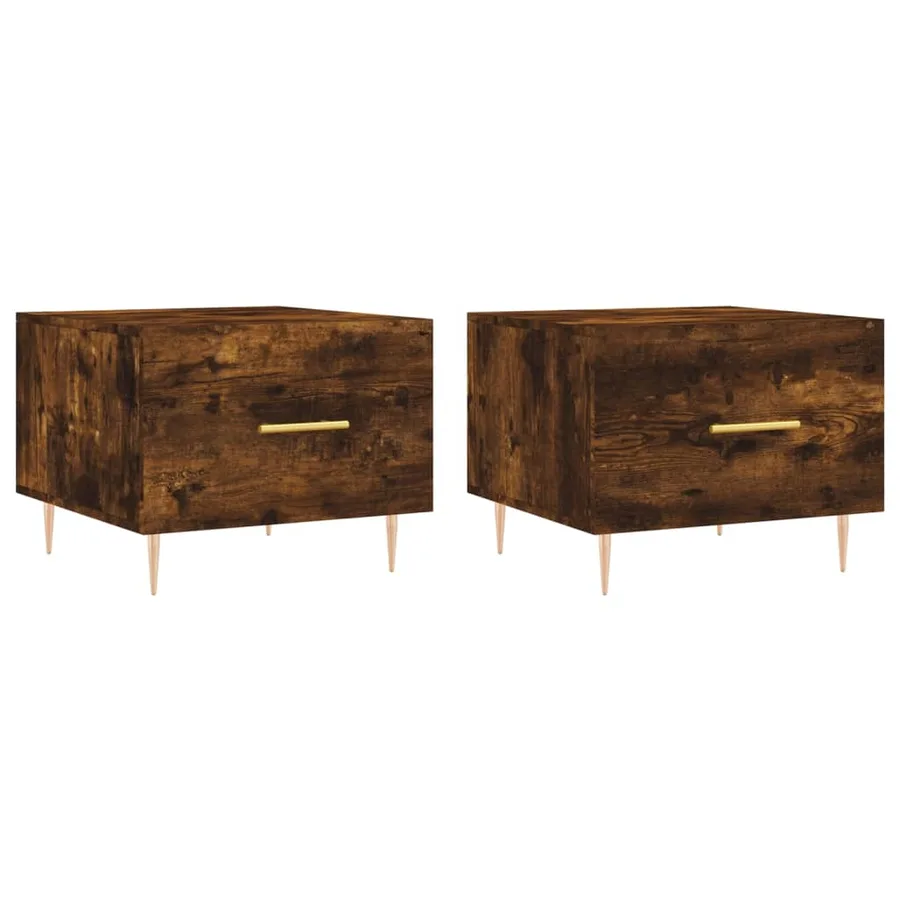 Tables basses 2 pcs chêne fumé 50x50x40 cm bois d'ingénierie - 2