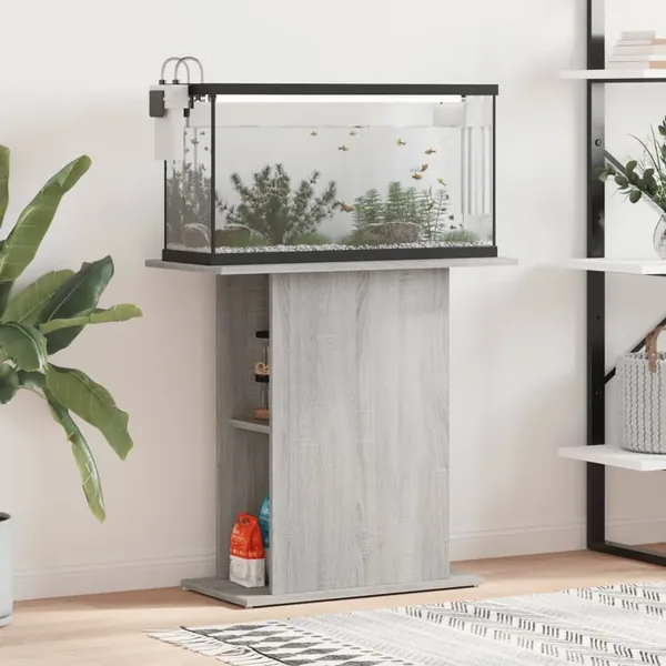 Support d'aquarium sonoma gris 75x36x72,5 cm bois d'ingénierie