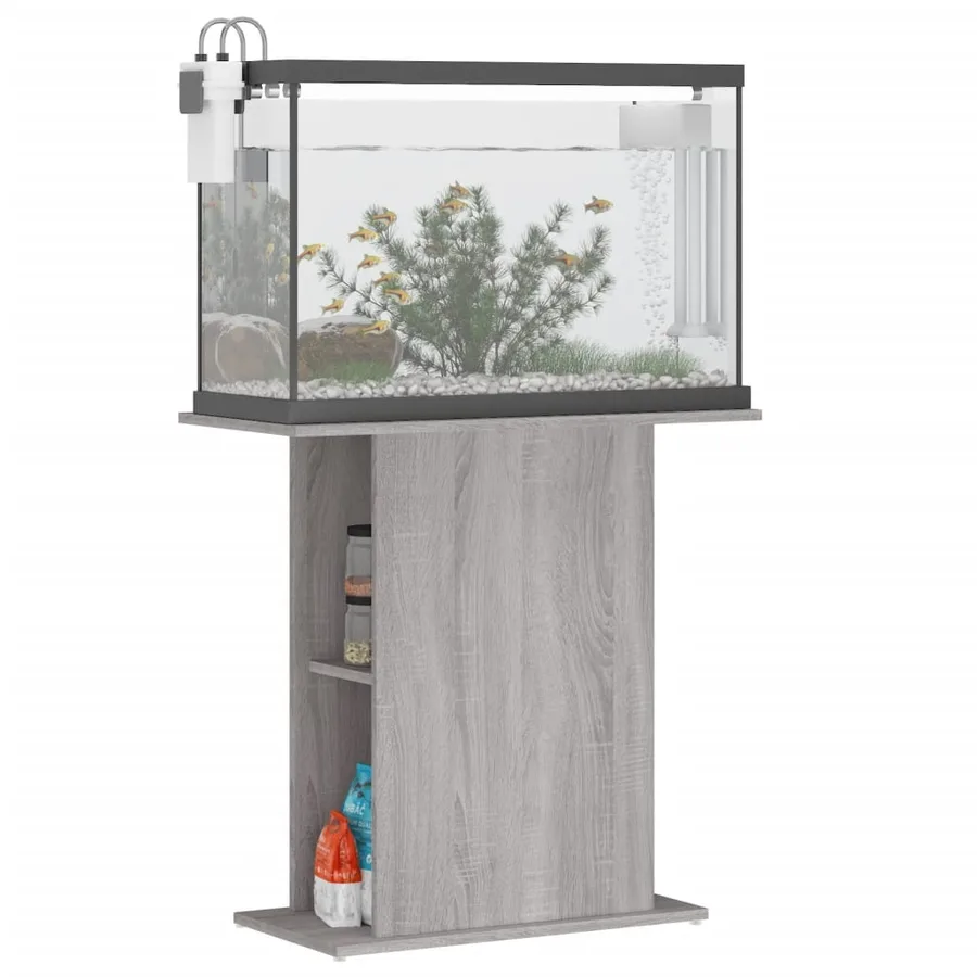 Support d'aquarium sonoma gris 75x36x72,5 cm bois d'ingénierie - 3