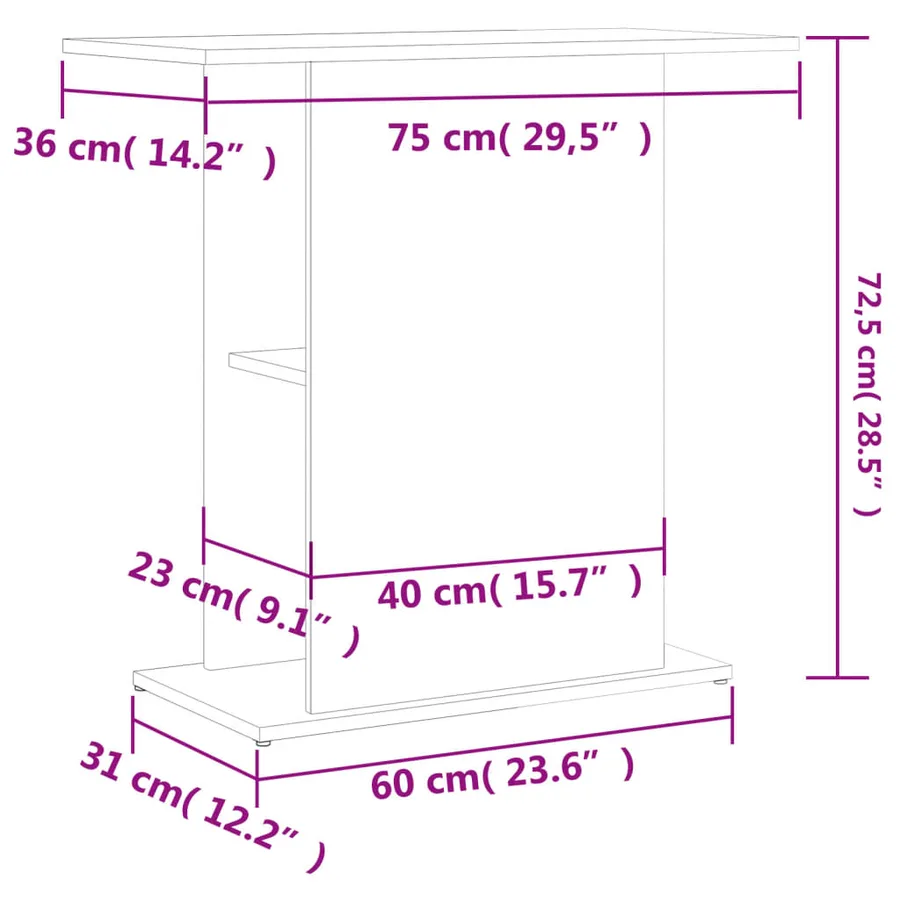 Support d'aquarium sonoma gris 75x36x72,5 cm bois d'ingénierie - 8