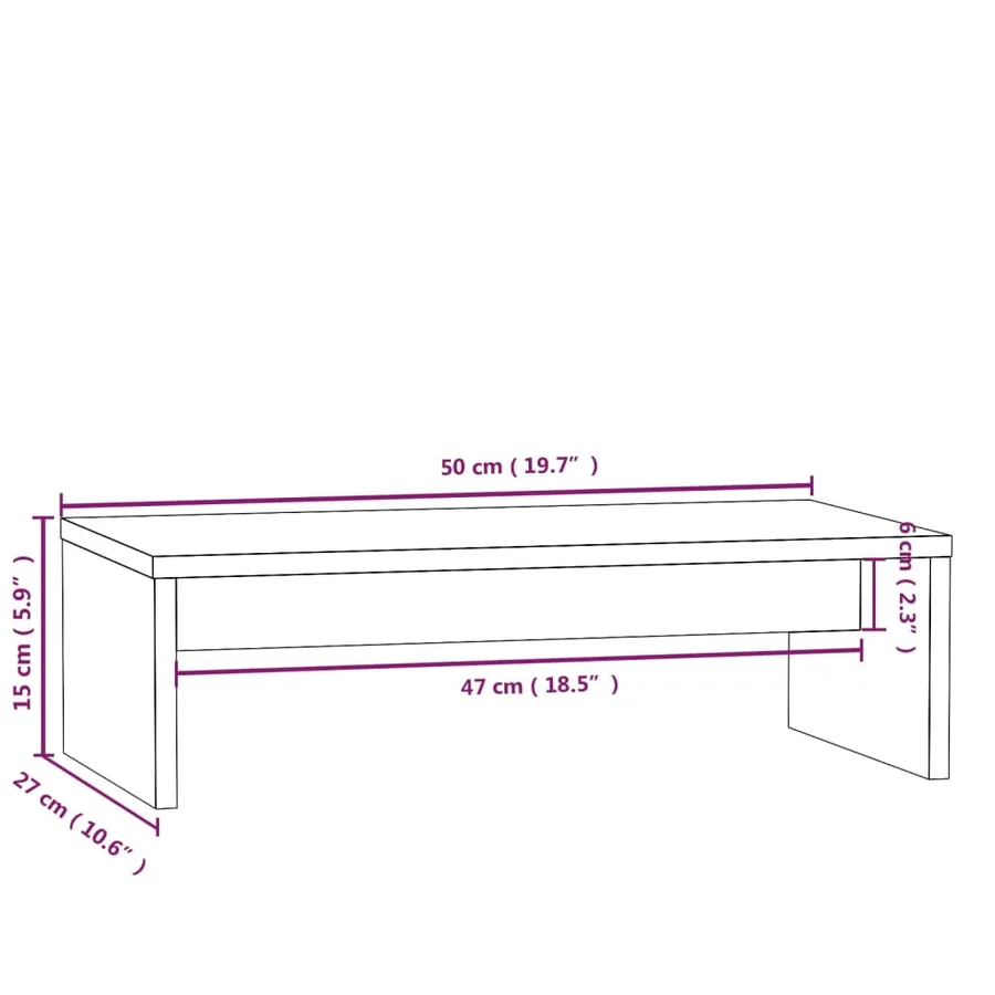 Support de moniteur 50x27x15 cm Bois de pin solide - 8