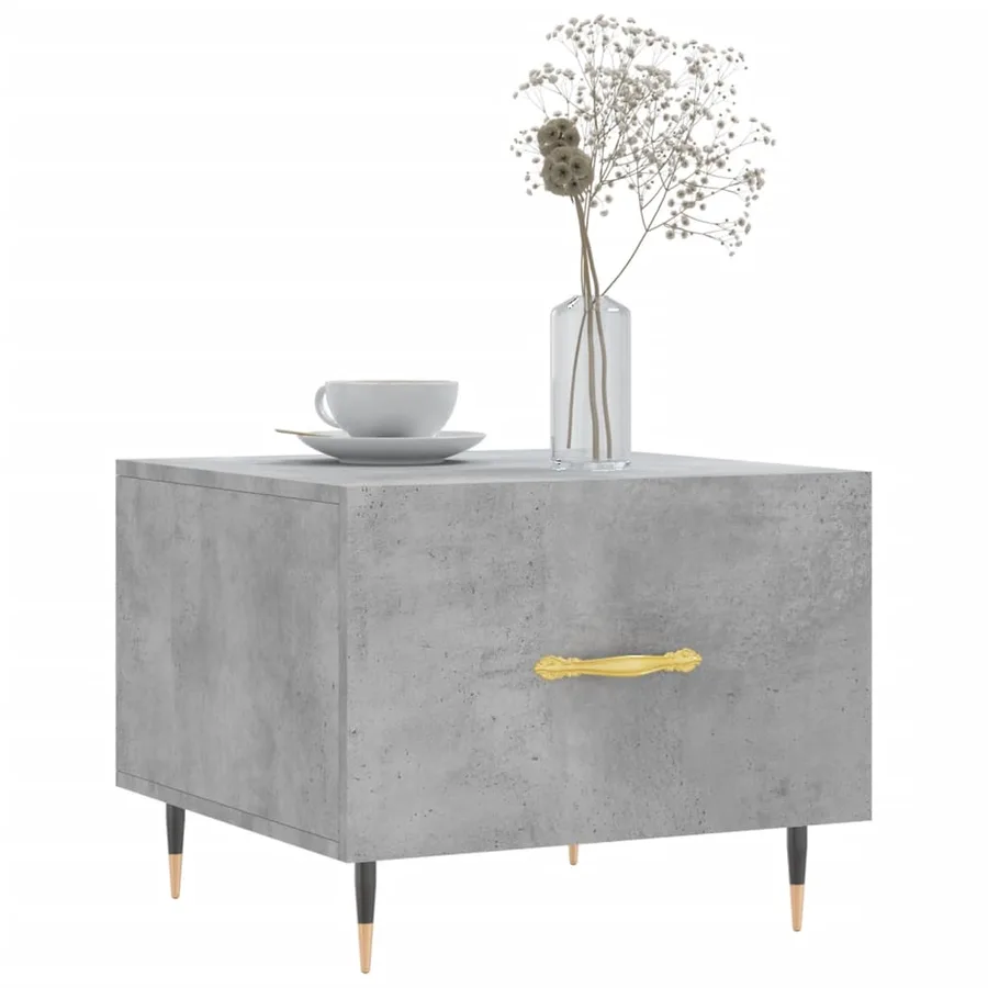Table basse gris béton 50x50x40 cm bois d'ingénierie - 3