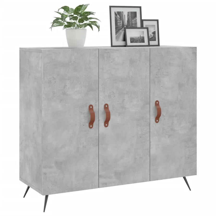 Buffet gris béton 90x34x80 cm bois d'ingénierie - 3