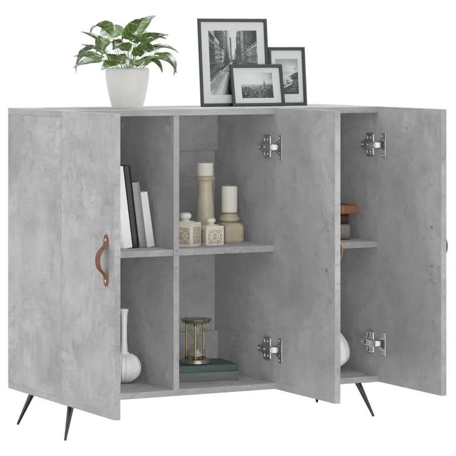 Buffet gris béton 90x34x80 cm bois d'ingénierie - 4