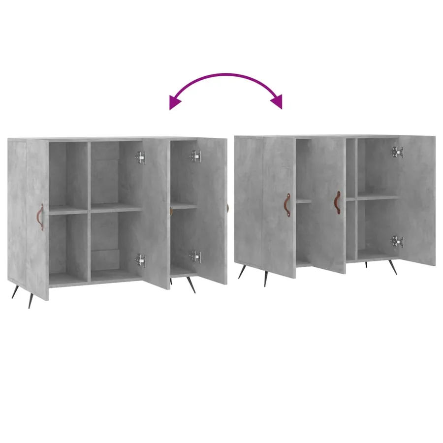 Buffet gris béton 90x34x80 cm bois d'ingénierie - 9