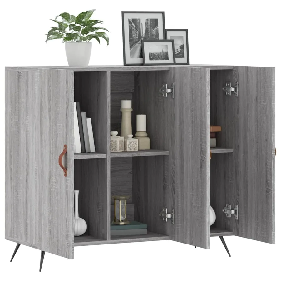 Buffet sonoma gris 90x34x80 cm bois d'ingénierie - 4