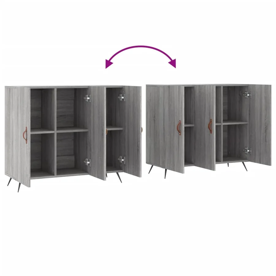 Buffet sonoma gris 90x34x80 cm bois d'ingénierie - 9