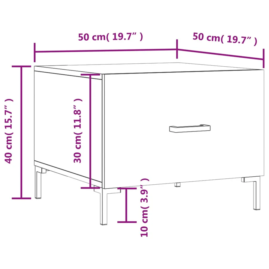 Table basse gris béton 50x50x40 cm bois d'ingénierie - 12