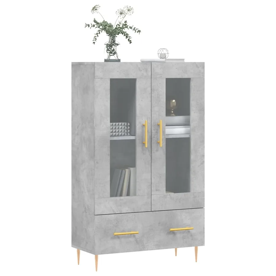 Buffet haut gris béton 69,5x31x115 cm bois d'ingénierie - 3