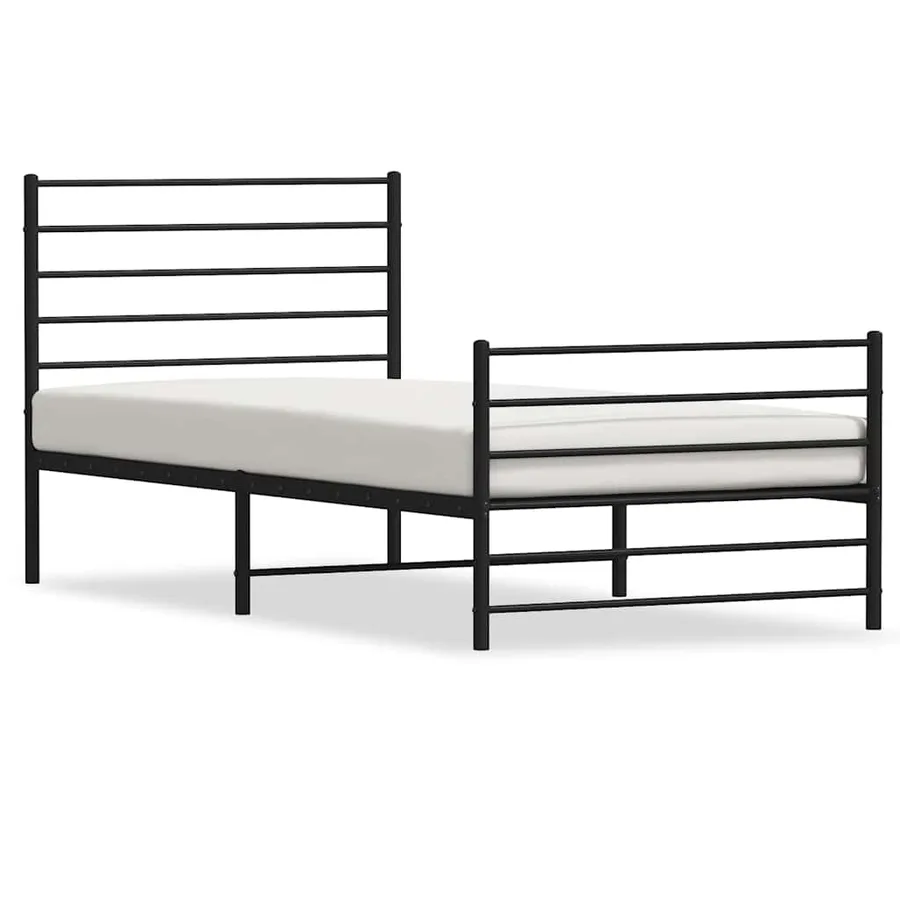 Cadre de lit métal sans matelas et pied de lit noir 100x200 cm - 2