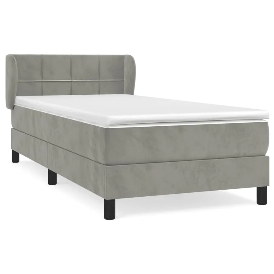 Sommier à lattes de lit et matelas Gris clair 90x190 cm Velours - 2