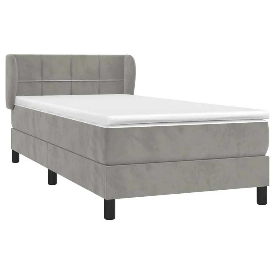 Sommier à lattes de lit et matelas Gris clair 90x190 cm Velours - 3