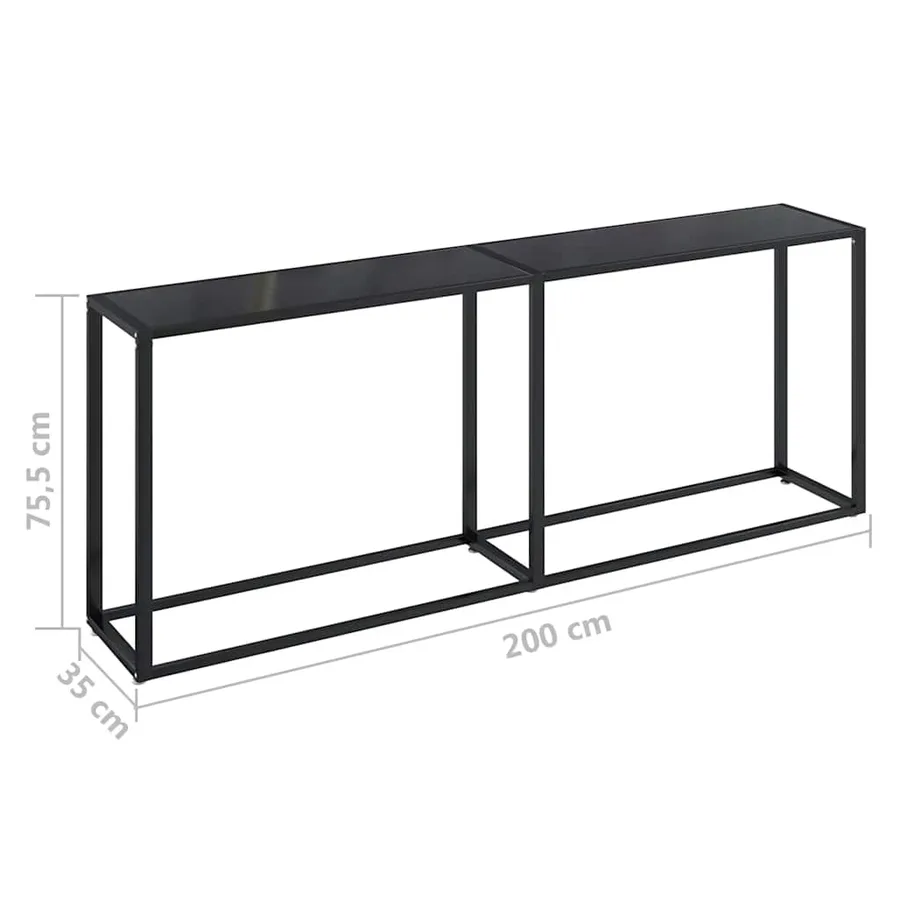 Table console Noir 200x35x75,5 cm Verre trempé - 6