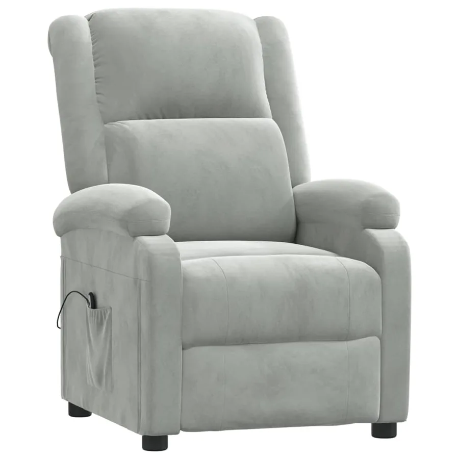 Fauteuil inclinable électrique gris clair velours - 3