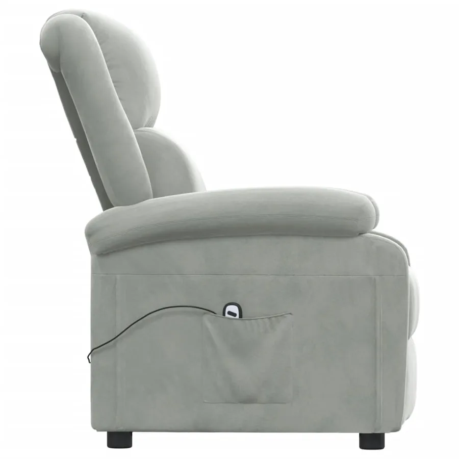 Fauteuil inclinable électrique gris clair velours - 5