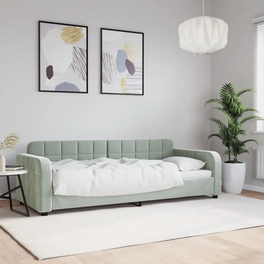 Lit de repos sans matelas gris clair 80x200 cm velours