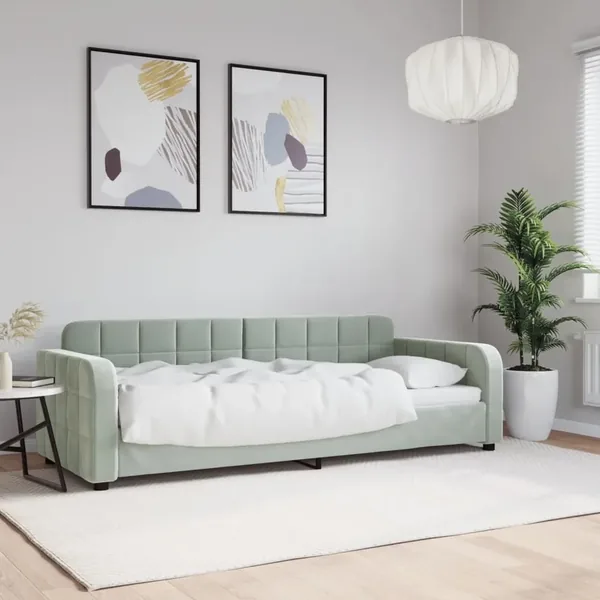 Lit de repos sans matelas gris clair 80x200 cm velours