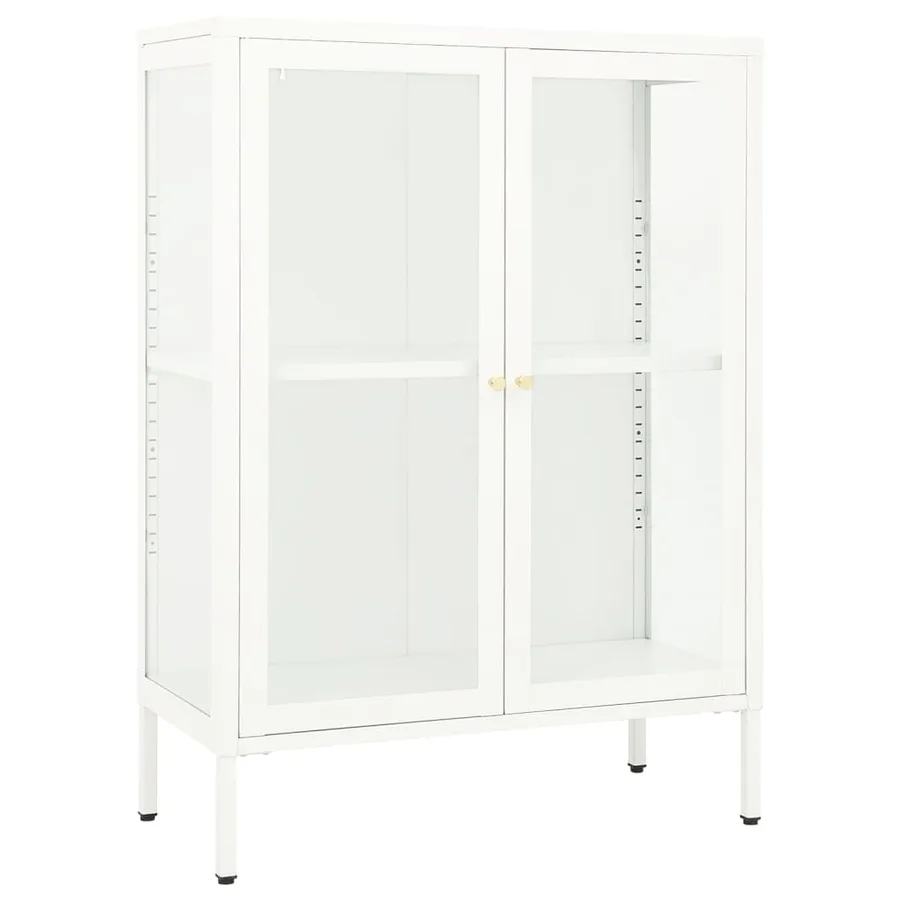 Buffet Blanc 75x35x105 cm Acier et verre - 2