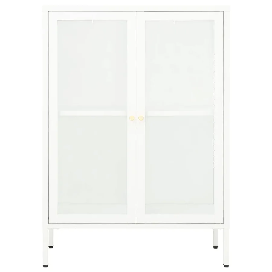 Buffet Blanc 75x35x105 cm Acier et verre - 3
