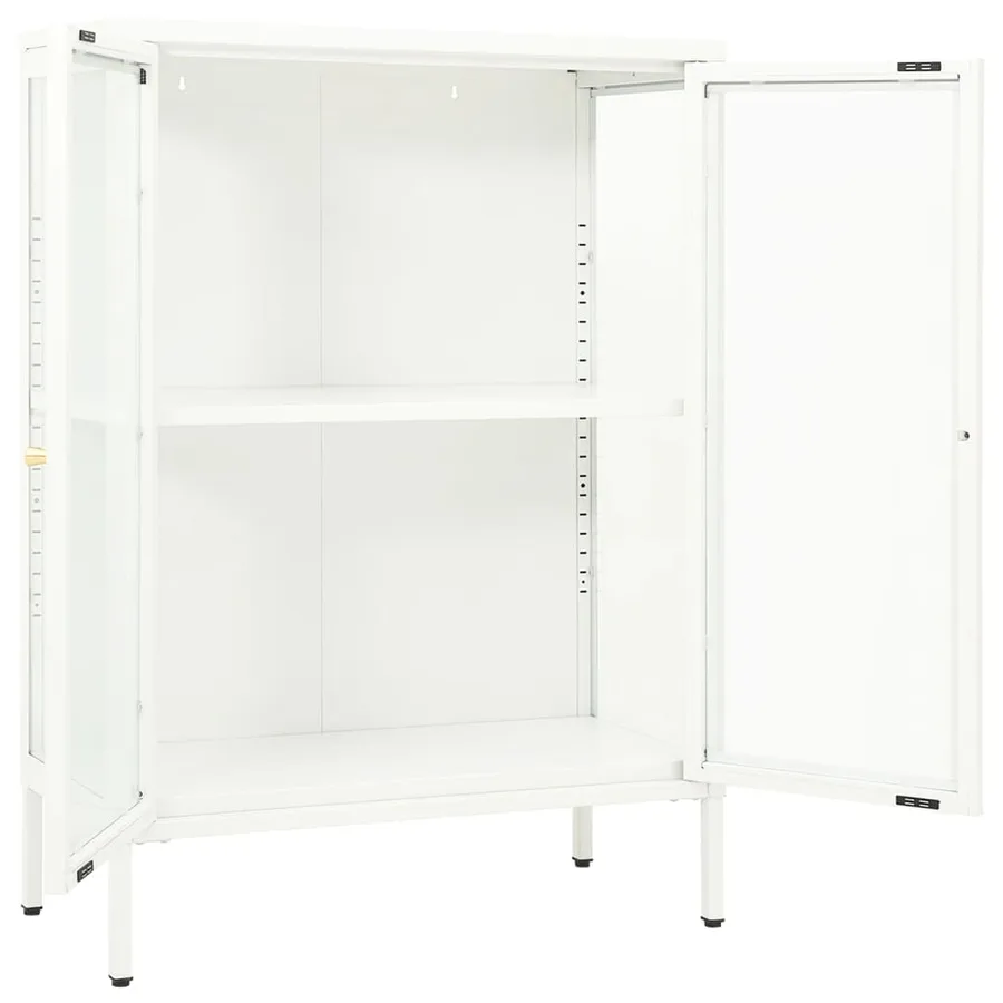 Buffet Blanc 75x35x105 cm Acier et verre - 6