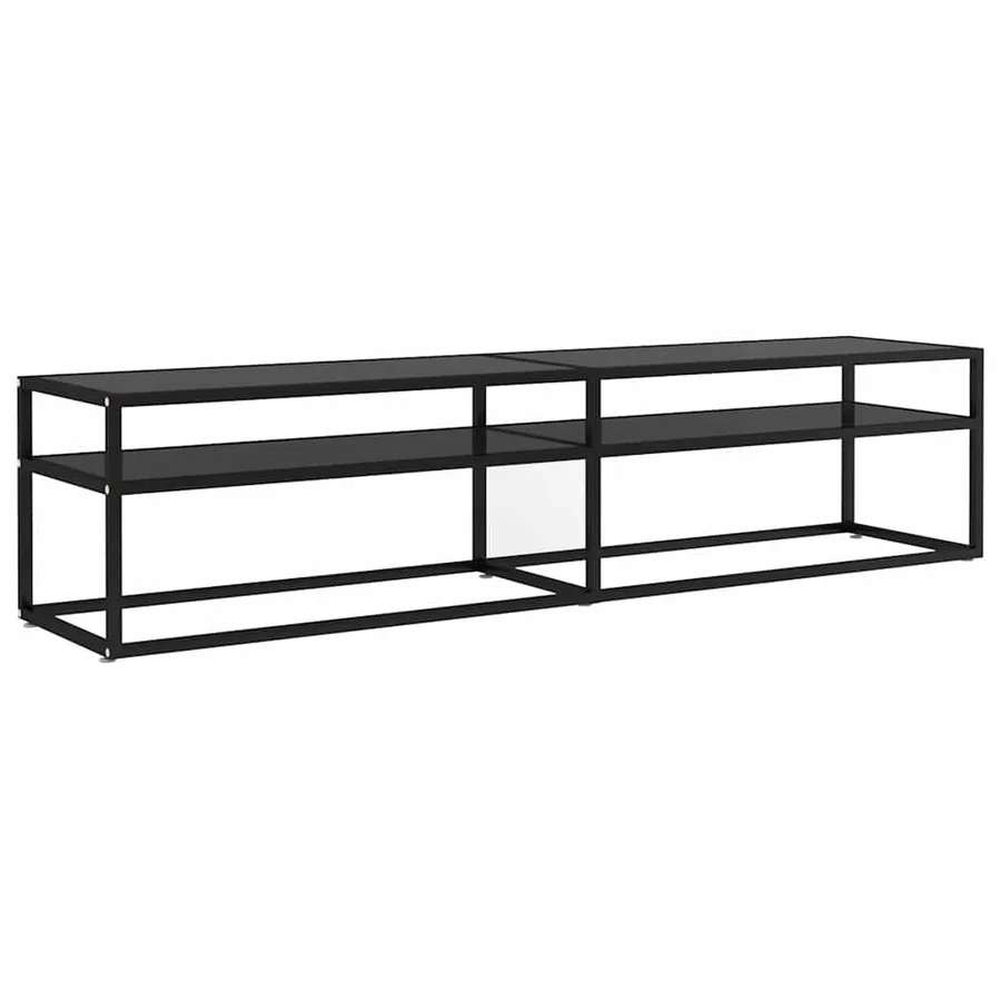 Meuble TV noir 180x40x40,5 cm verre trempé - 2