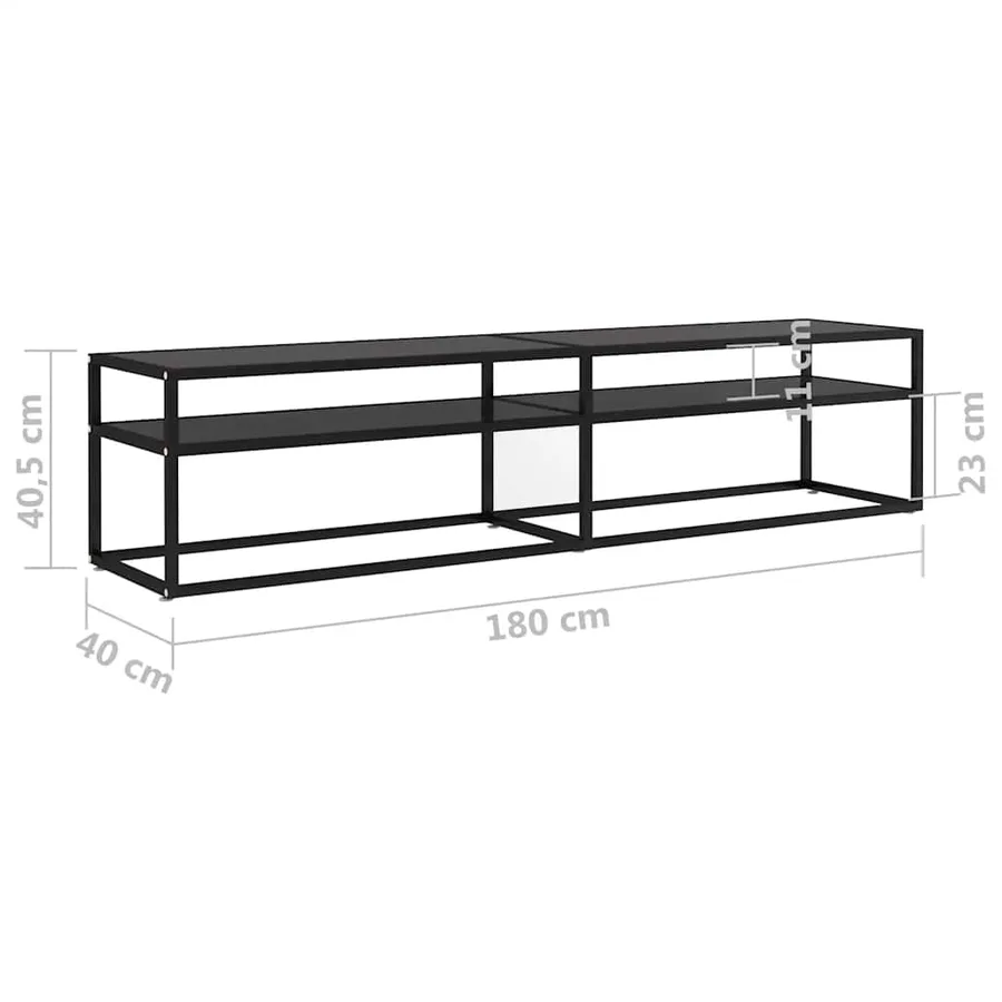 Meuble TV noir 180x40x40,5 cm verre trempé - 6