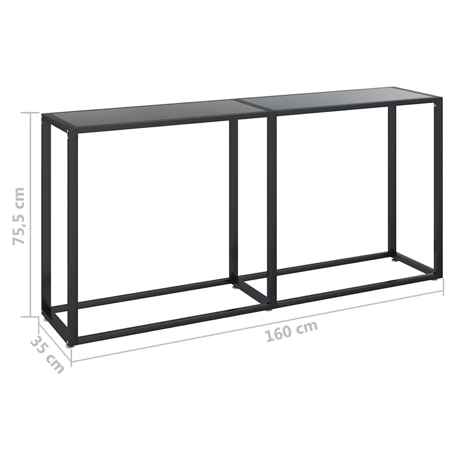 Table console Noir 160x35x75,5 cm Verre trempé - 6